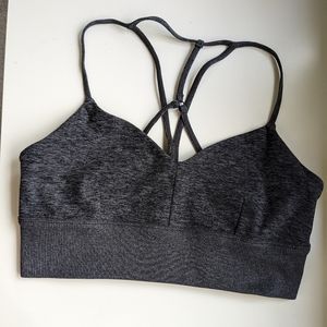 alo yoga lavish bra heathered charcoal gray large